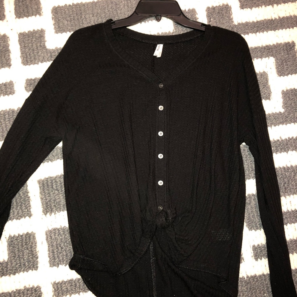 long sleeved black button up